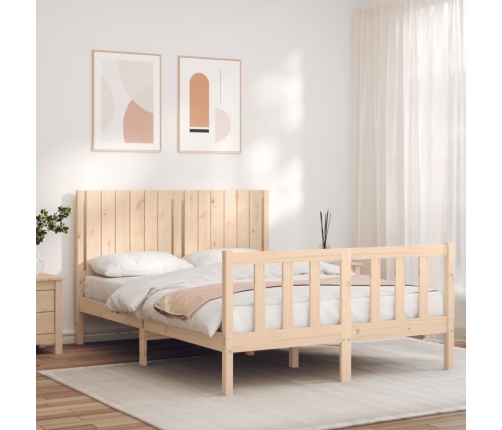 Estructura de cama sin colchón madera maciza de pino 140x190 cm