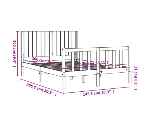 Estructura de cama sin colchón madera de pino blanca 140x200 cm