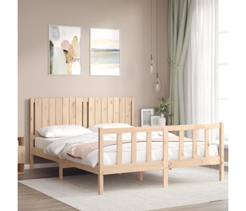 Estructura de cama sin colchón madera maciza de pino 160x200 cm