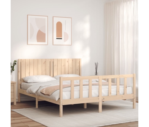 Estructura de cama sin colchón madera maciza de pino 160x200 cm