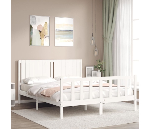 Estructura de cama sin colchón madera maciza de pino 160x200 cm