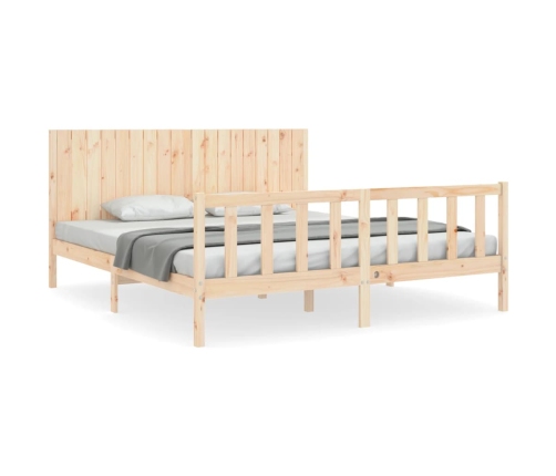 Estructura de cama de matrimonio con cabecero madera maciza