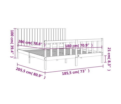 Estructura de cama de matrimonio con cabecero madera maciza