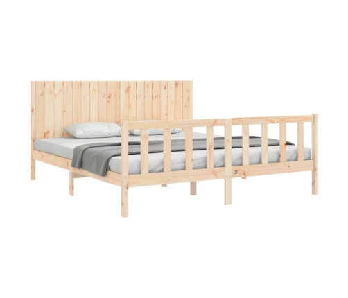 Estructura de cama de matrimonio con cabecero madera maciza