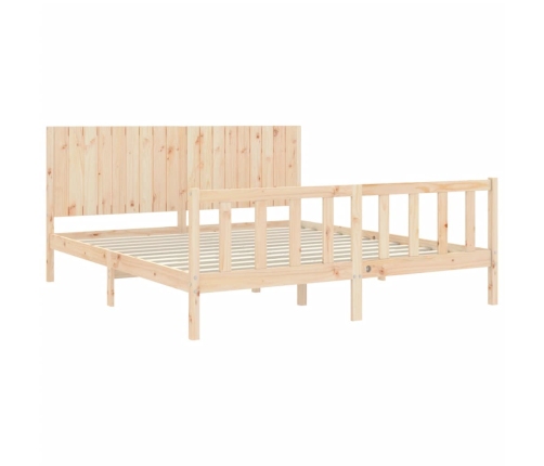 Estructura de cama de matrimonio con cabecero madera maciza