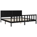 Estructura de cama con cabecero madera maciza negro 200x200 cm