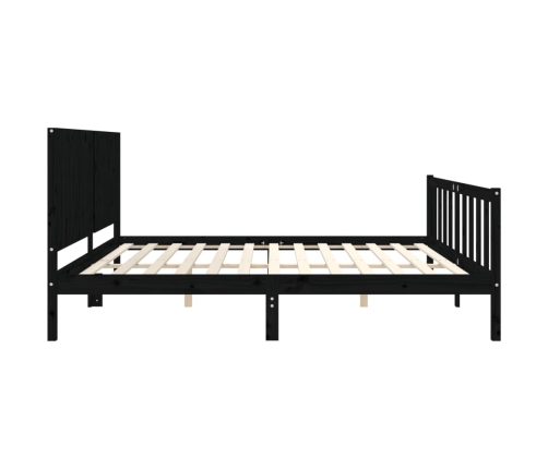 Estructura de cama con cabecero madera maciza negro 200x200 cm