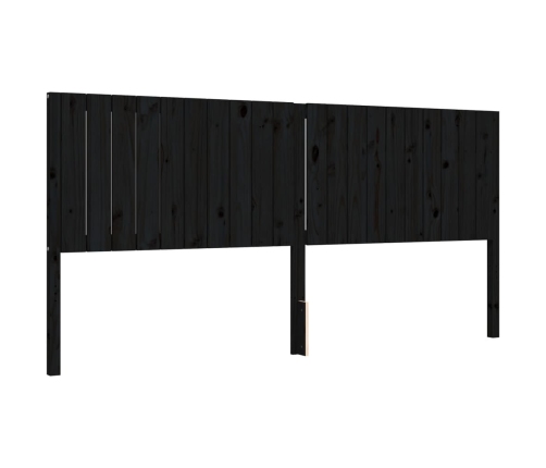 Estructura de cama con cabecero madera maciza negro 200x200 cm