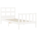 Estructura de cama individual con cabecero madera maciza blanco