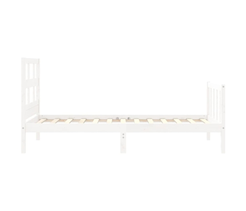 Estructura de cama individual con cabecero madera maciza blanco