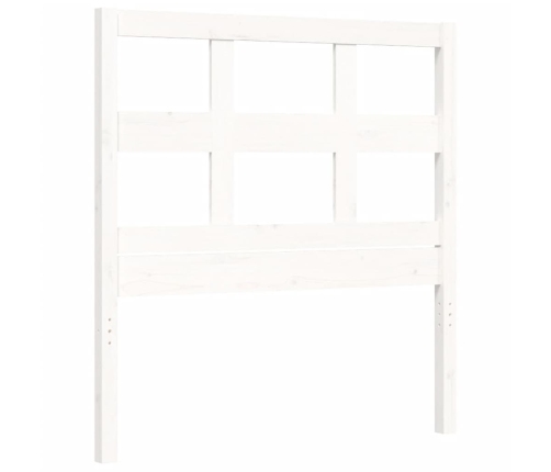 Estructura de cama individual con cabecero madera maciza blanco