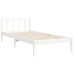 Estructura de cama individual con cabecero madera maciza blanco