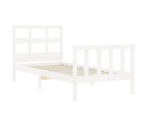 Estructura de cama con cabecero madera maciza blanco