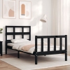 Estructura de cama con cabecero madera maciza negro