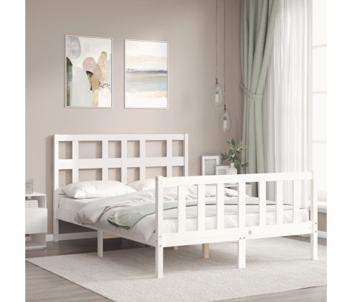 Estructura de cama sin colchón madera de pino blanca 140x190 cm