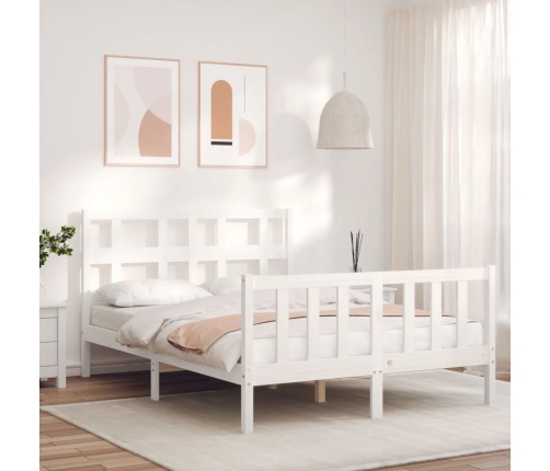 Estructura de cama sin colchón madera de pino blanca 140x190 cm