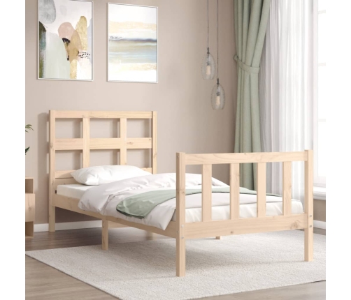 Estructura de cama sin colchón madera maciza de pino 90x200 cm