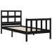 Estructura de cama con cabecero madera maciza negro 90x200 cm