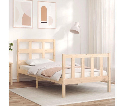 Estructura de cama sin colchón madera maciza de pino 100x200 cm