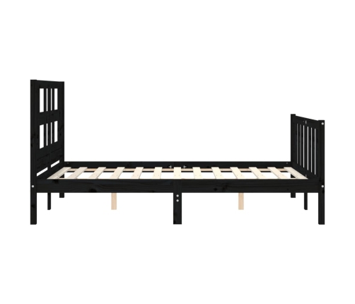 Estructura de cama con cabecero madera maciza negro 120x200 cm