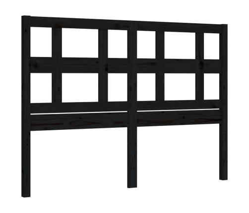 Estructura de cama con cabecero madera maciza negro 120x200 cm