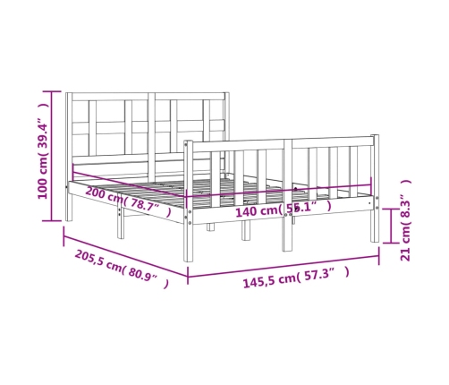 Estructura de cama sin colchón madera de pino blanca 140x200 cm