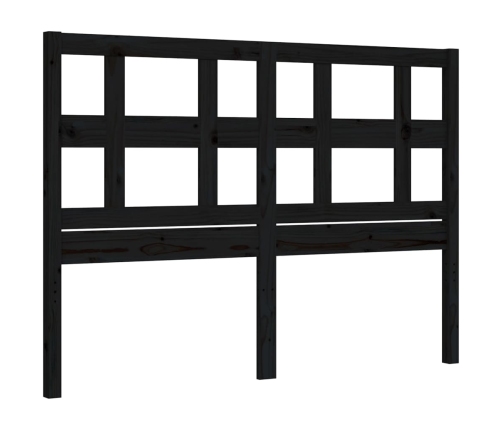 Estructura de cama con cabecero madera maciza negro 140x200 cm