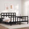 Estructura cama de matrimonio con cabecero madera maciza negro