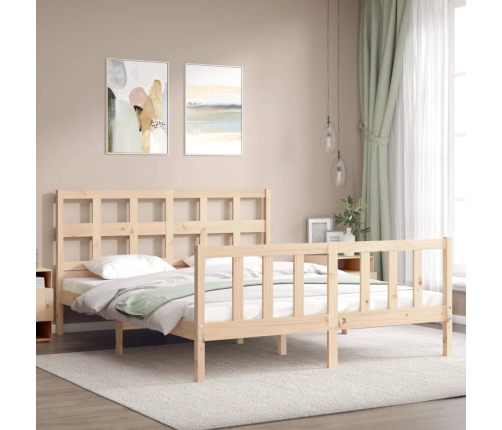 Estructura de cama sin colchón madera maciza de pino 160x200 cm