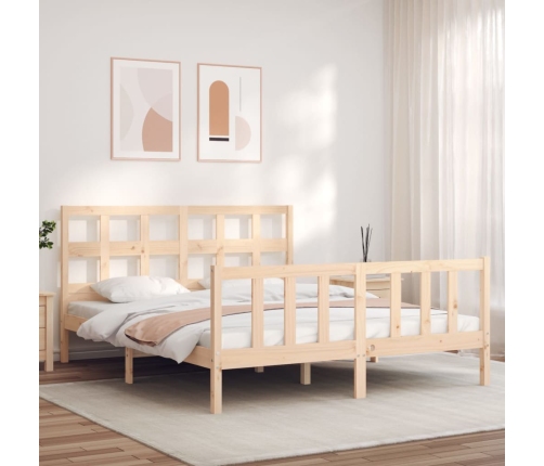 Estructura de cama sin colchón madera maciza de pino 160x200 cm