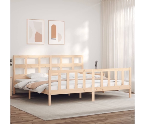 Estructura de cama sin colchón madera maciza de pino 200x200 cm