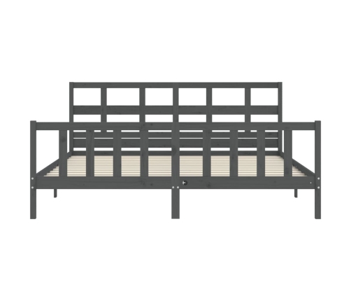 Estructura de cama con cabecero madera maciza gris 200x200 cm