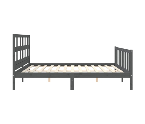 Estructura de cama con cabecero madera maciza gris 200x200 cm