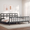 Estructura de cama con cabecero madera maciza gris 200x200 cm