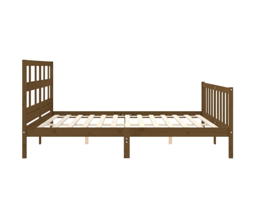 Estructura cama y cabecero madera maciza marrón miel 200x200 cm