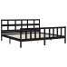 Estructura de cama con cabecero madera maciza negro 200x200 cm