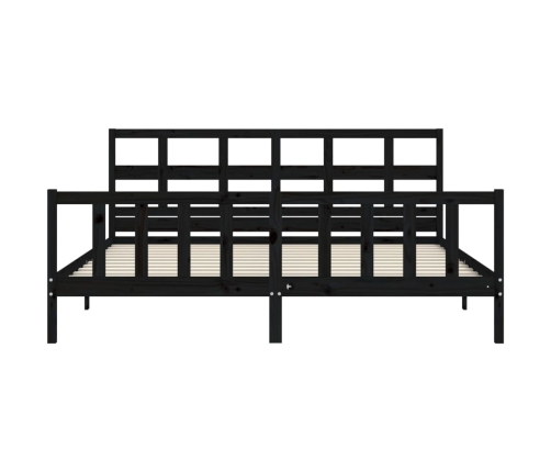 Estructura de cama con cabecero madera maciza negro 200x200 cm