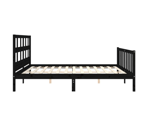 Estructura de cama con cabecero madera maciza negro 200x200 cm