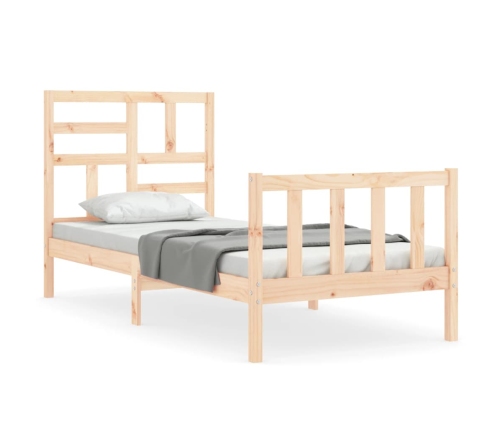 Estructura de cama individual con cabecero madera maciza