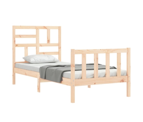 Estructura de cama individual con cabecero madera maciza