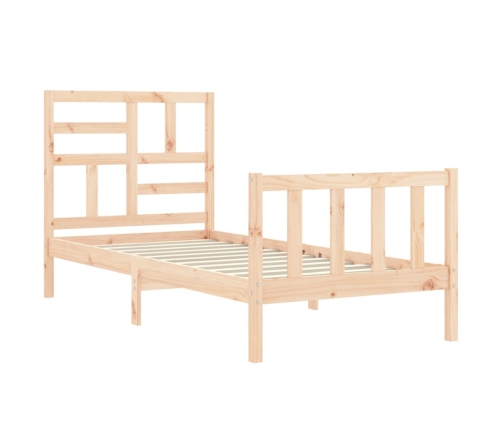 Estructura de cama individual con cabecero madera maciza