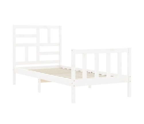 Estructura de cama con cabecero madera maciza blanco