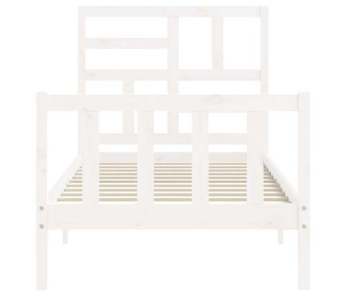 Estructura de cama con cabecero madera maciza blanco