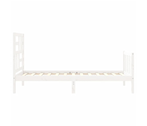 Estructura de cama con cabecero madera maciza blanco