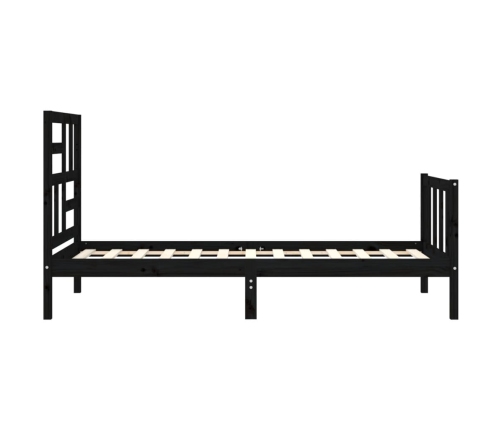 Estructura de cama con cabecero madera maciza negro