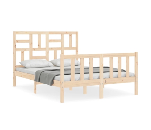 Estructura de cama de matrimonio con cabecero madera maciza