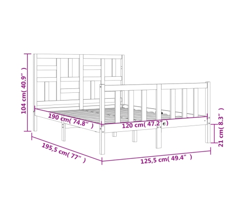 Estructura de cama de matrimonio con cabecero madera maciza