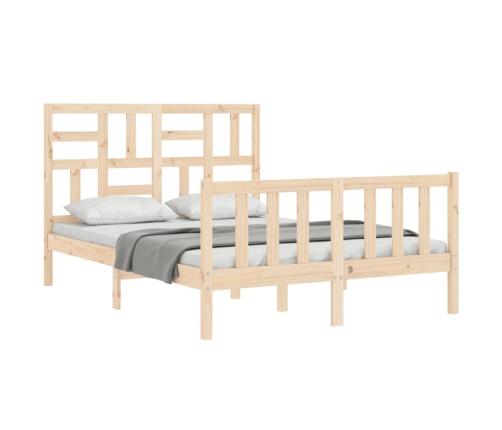 Estructura de cama de matrimonio con cabecero madera maciza