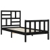 Estructura de cama con cabecero madera maciza negro 90x200 cm