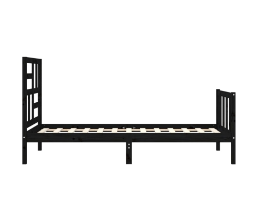 Estructura de cama con cabecero madera maciza negro 90x200 cm